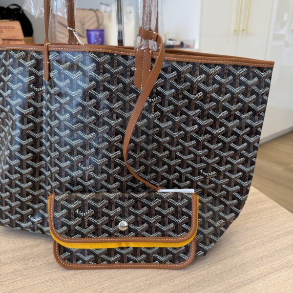 Goyard Goyardine Saint Louis PM Black and Tan Leather