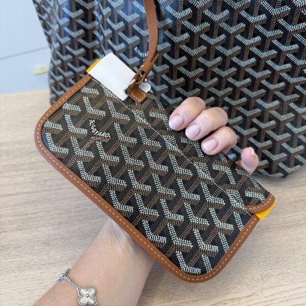Goyard Goyardine Saint Louis PM Black and Tan Leather
