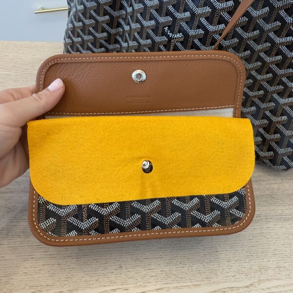 Goyard Goyardine Saint Louis PM Black and Tan Leather