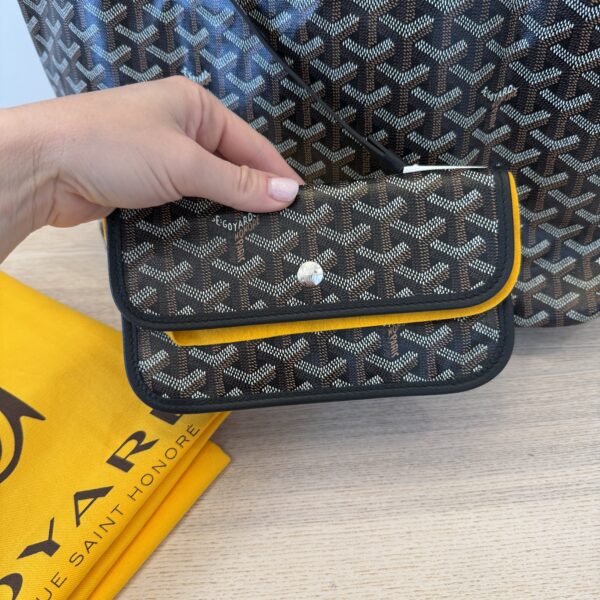 Goyard Goyardine Saint Louis PM Black and Black Leather