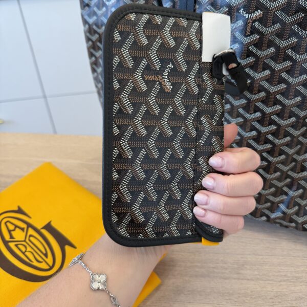 Goyard Goyardine Saint Louis PM Black and Black Leather
