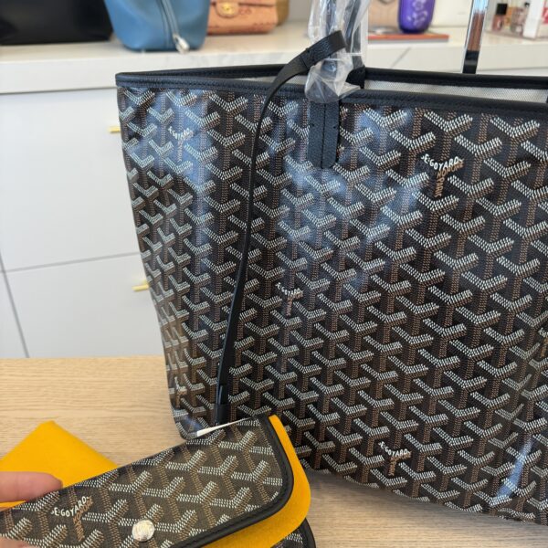 Goyard Goyardine Saint Louis PM Black and Black Leather