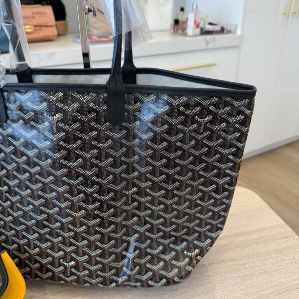 Goyard Goyardine Saint Louis PM Black and Black Leather