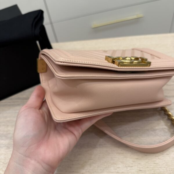 Chanel Light Iridescent Chevron Small Boy Bag Gold Hardware