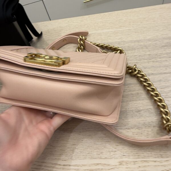 Chanel Light Iridescent Chevron Small Boy Bag Gold Hardware