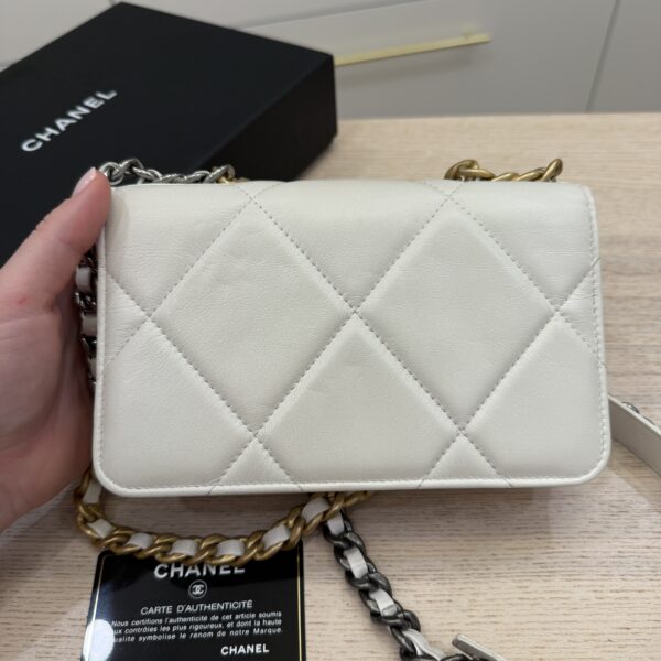 Chanel Lambskin Quilted Chanel 19 Wallet On Chain WOC White