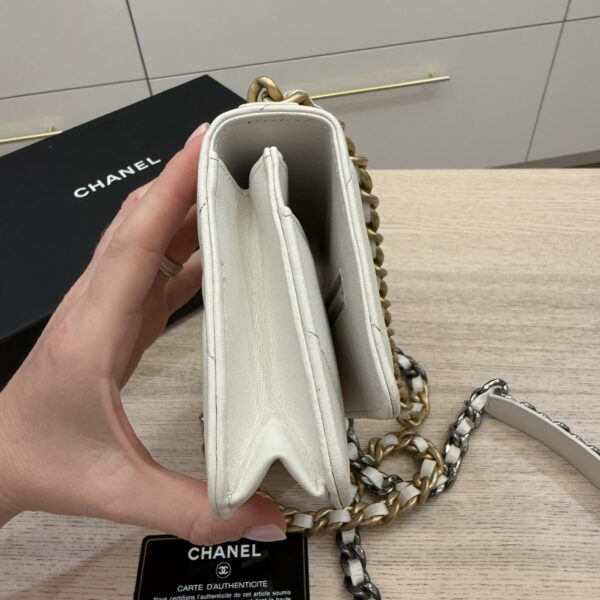 Chanel Lambskin Quilted Chanel 19 Wallet On Chain WOC White