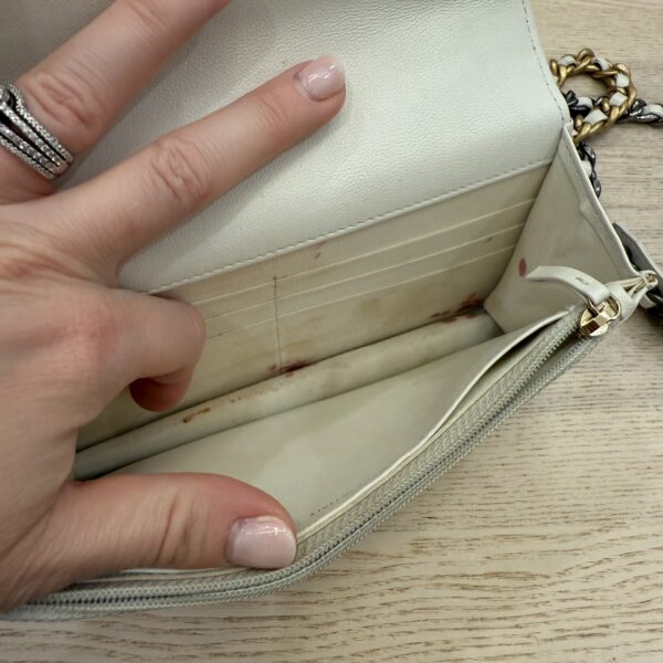 Chanel Lambskin Quilted Chanel 19 Wallet On Chain WOC White