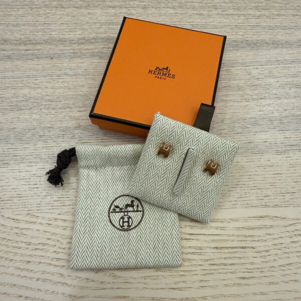 Hermes Gold Lacquered Mini Pop H Earrings