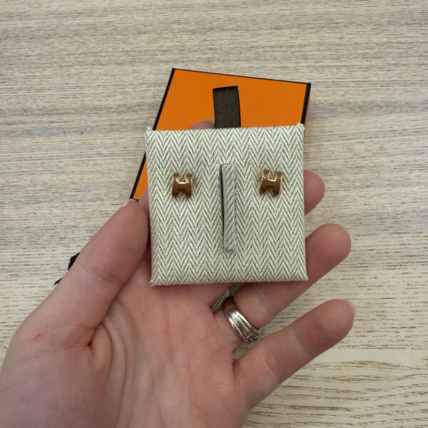 Hermes Gold Lacquered Mini Pop H Earrings