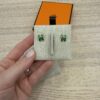 Hermes Gold Lacquered Mini Pop H Earrings and Green