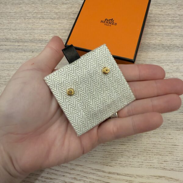 Hermes Gold Lacquered Mini Pop H Earrings and Green