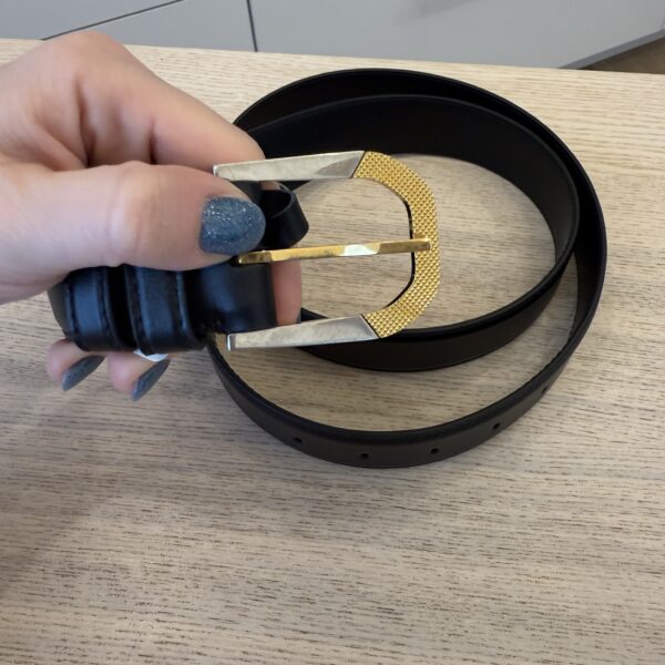 The Row Art Deco Belt x Large Black Silver and Gold
