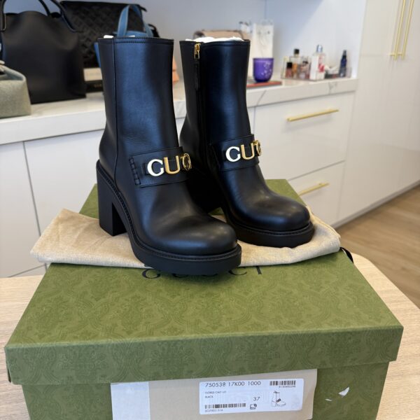 Gucci Women's Logo Platform High Heel Boots Size 37