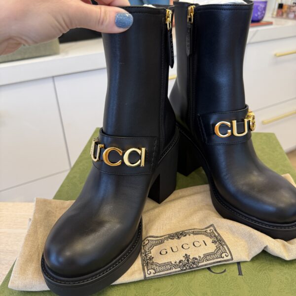 Gucci Women's Logo Platform High Heel Boots Size 37