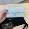 Chanel Caviar Quilted Medium Flap Wallet Light Blue