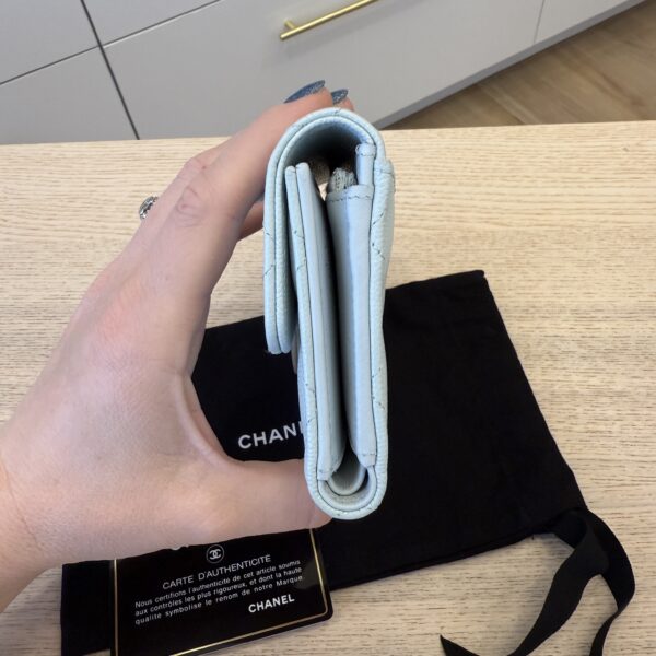 Chanel Caviar Quilted Medium Flap Wallet Light Blue