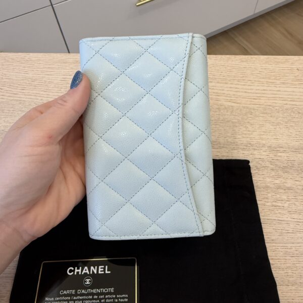 Chanel Caviar Quilted Medium Flap Wallet Light Blue