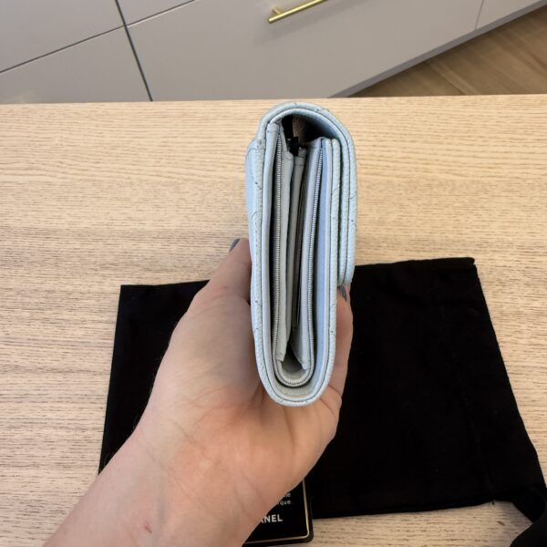 Chanel Caviar Quilted Medium Flap Wallet Light Blue