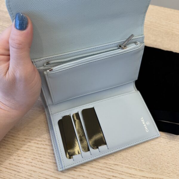Chanel Caviar Quilted Medium Flap Wallet Light Blue