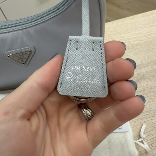 Prada Tessuto Nylon Mini Re-Edition 2000 Bag Light Grey/ Light Blue