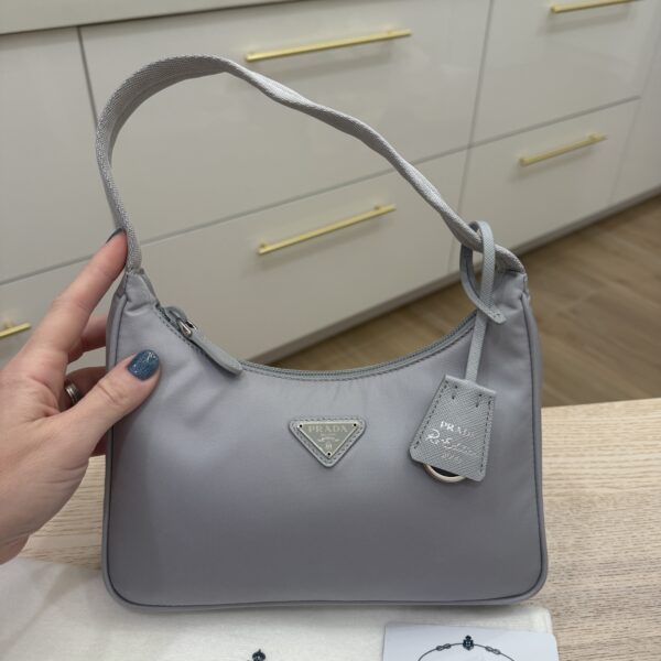 Prada Tessuto Nylon Mini Re-Edition 2000 Bag Light Grey/ Light Blue