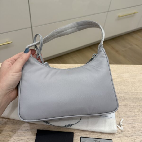 Prada Tessuto Nylon Mini Re-Edition 2000 Bag Light Grey/ Light Blue