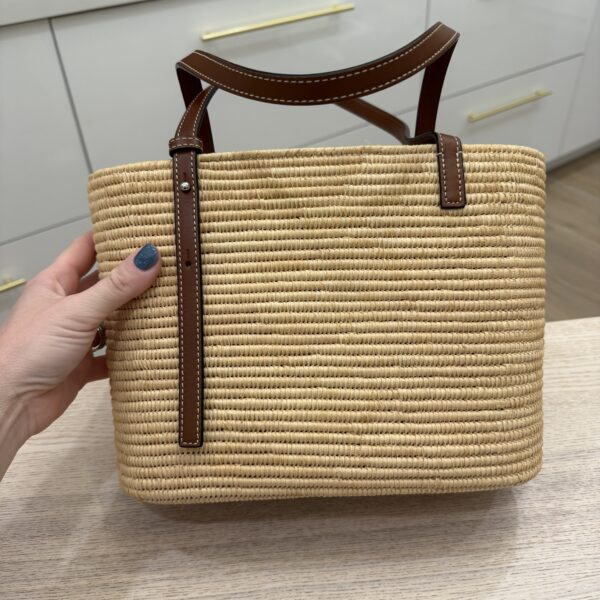 Loewe Square Anagram Straw Basket Tote Bag