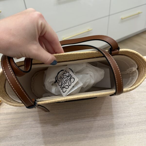 Loewe Square Anagram Straw Basket Tote Bag