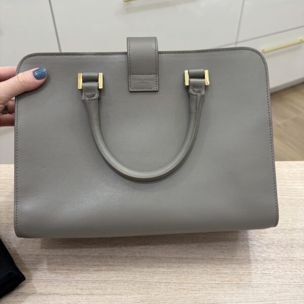 Saint Laurent YSL Calfskin Small Monogram Cabas Fog