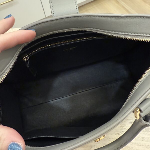 Saint Laurent YSL Calfskin Small Monogram Cabas Fog