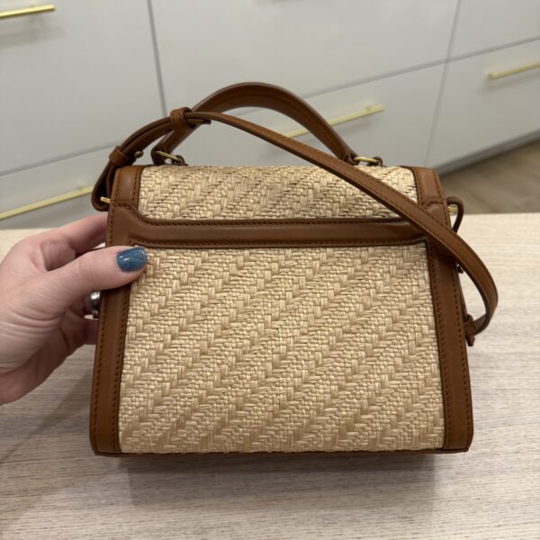 Saint Laurent YSL Cassandra Mini Top Handle Bag in Raffia and Leather