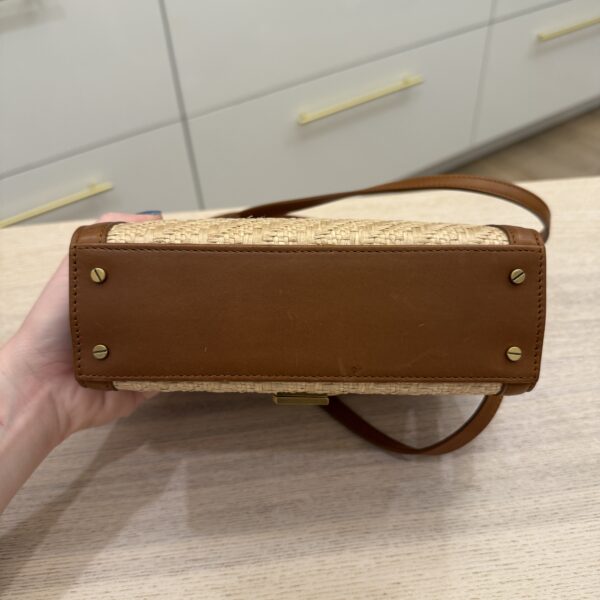 Saint Laurent YSL Cassandra Mini Top Handle Bag in Raffia and Leather