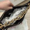 Valentino Garavani Small V Logo Moon Hobo Bag in Grainy Calfskin with Chain Black