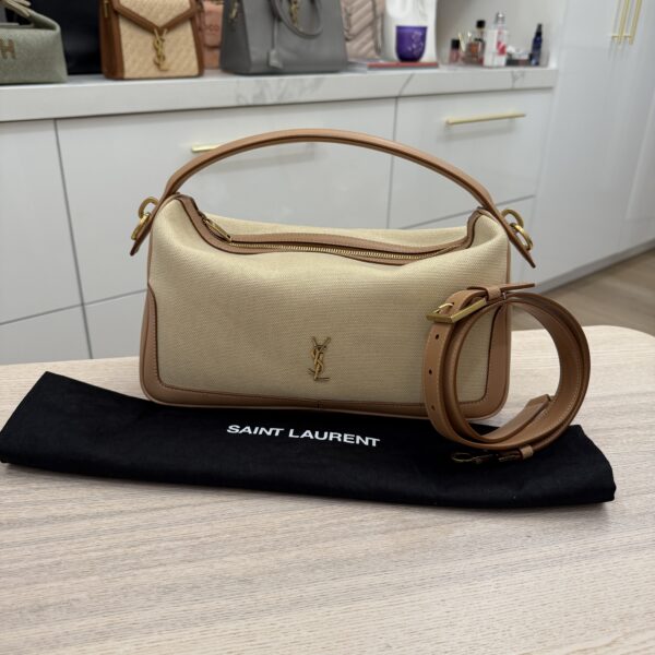 Saint Laurent YSL Camera Top-Handle Bag in Canvas and Leather