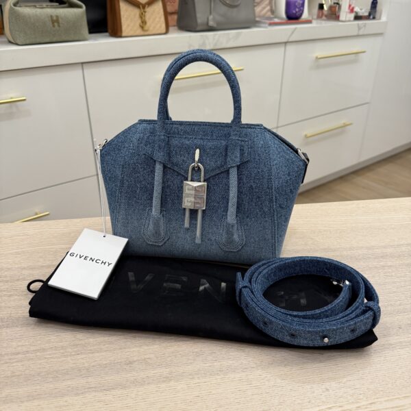 Givenchy Antigona Lock Mini Top-Handle Bag in Faded Denim