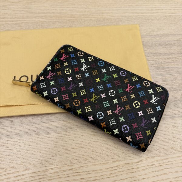 Louis Vuitton Monogram Multicolor Zippy Wallet Noir with Pink Interior