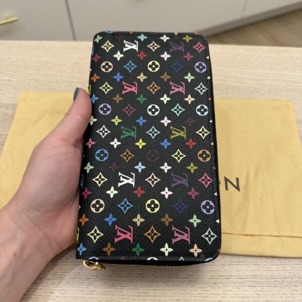 Louis Vuitton Monogram Multicolor Zippy Wallet Noir with Pink Interior