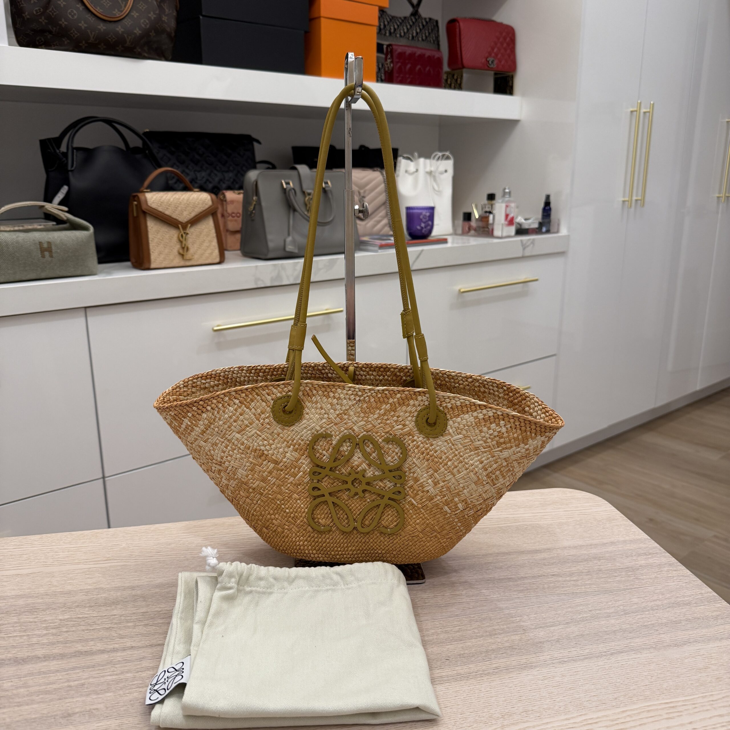 Loewe Small Anagram Basket bag in Palm and Calfskin
