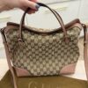 Gucci Monogram Textured Calfskin Medium Bree Foldover Tote Pink