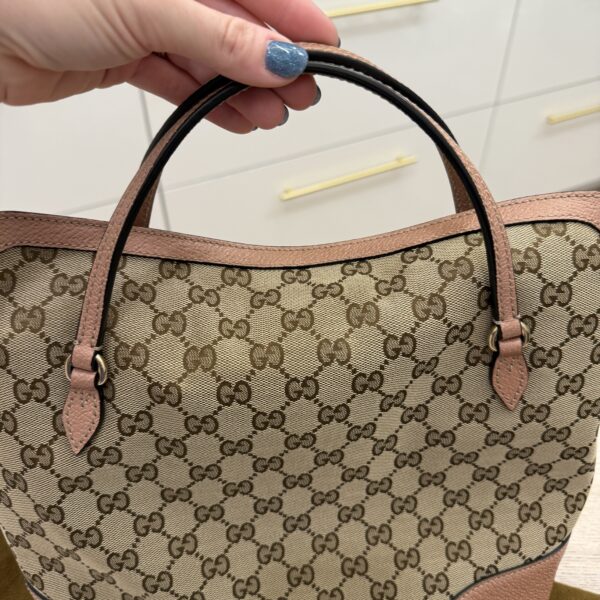 Gucci Monogram Textured Calfskin Medium Bree Foldover Tote Pink