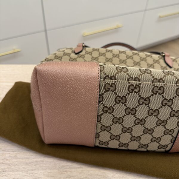 Gucci Monogram Textured Calfskin Medium Bree Foldover Tote Pink
