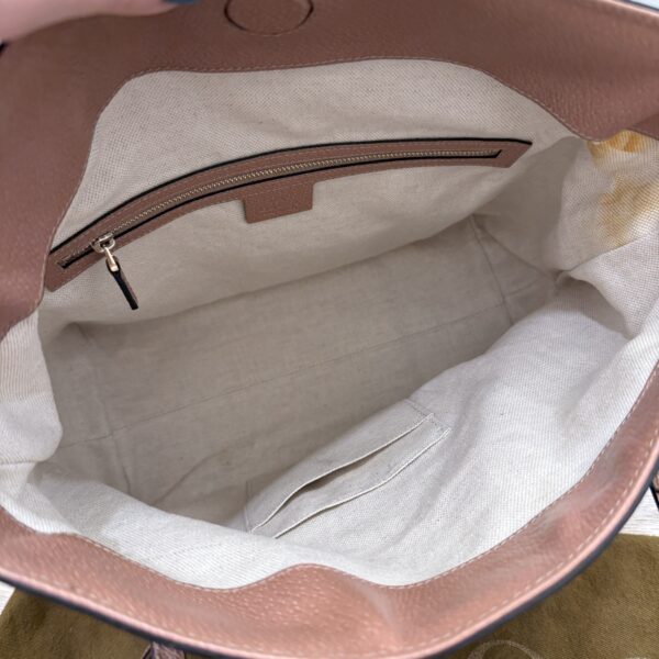 Gucci Monogram Textured Calfskin Medium Bree Foldover Tote Pink
