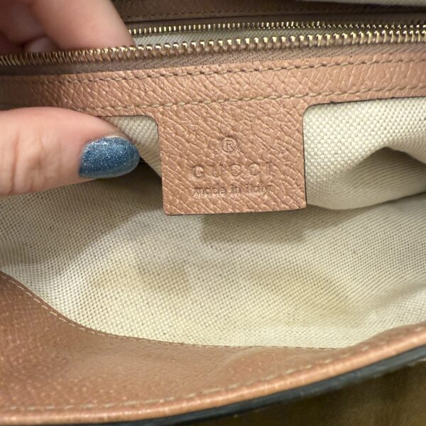 Gucci Monogram Textured Calfskin Medium Bree Foldover Tote Pink