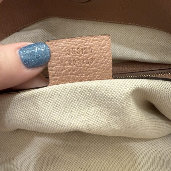 Gucci Monogram Textured Calfskin Medium Bree Foldover Tote Pink