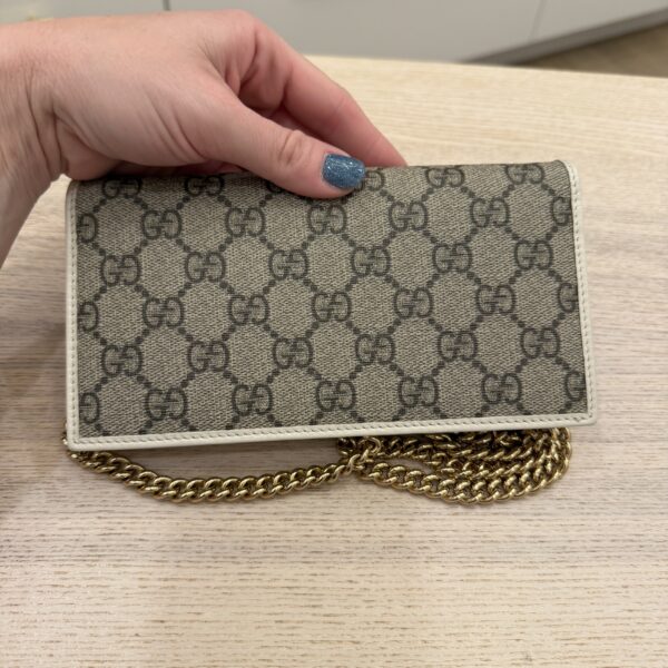 Gucci Horsebit 1955 Wallet with Chain GG Supreme with White