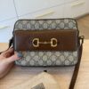 Gucci GG Supreme Monogram Small Horsebit 1955 Shoulder Bag Beige Brown Sugar