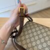 Gucci GG Supreme Monogram Small Horsebit 1955 Shoulder Bag Beige Brown Sugar