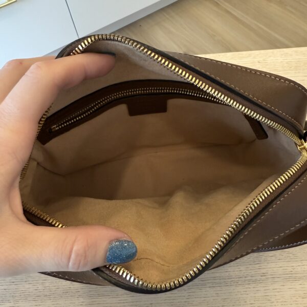 Gucci GG Supreme Monogram Small Horsebit 1955 Shoulder Bag Beige Brown Sugar