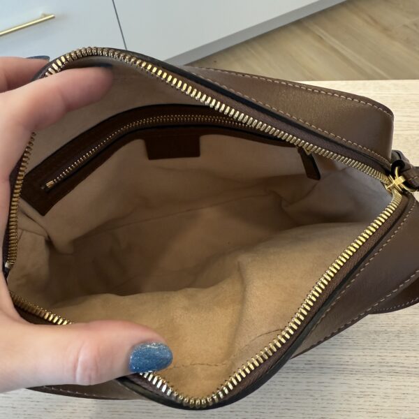 Gucci GG Supreme Monogram Small Horsebit 1955 Shoulder Bag Beige Brown Sugar